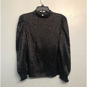 Satin black cheetah print blouse.
